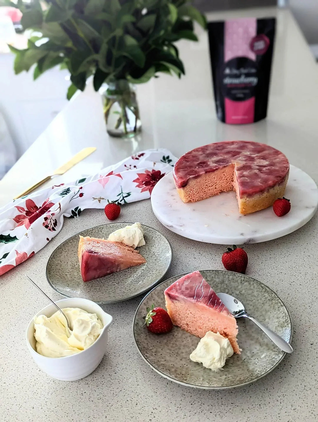 Upside Down Strawberry Cake