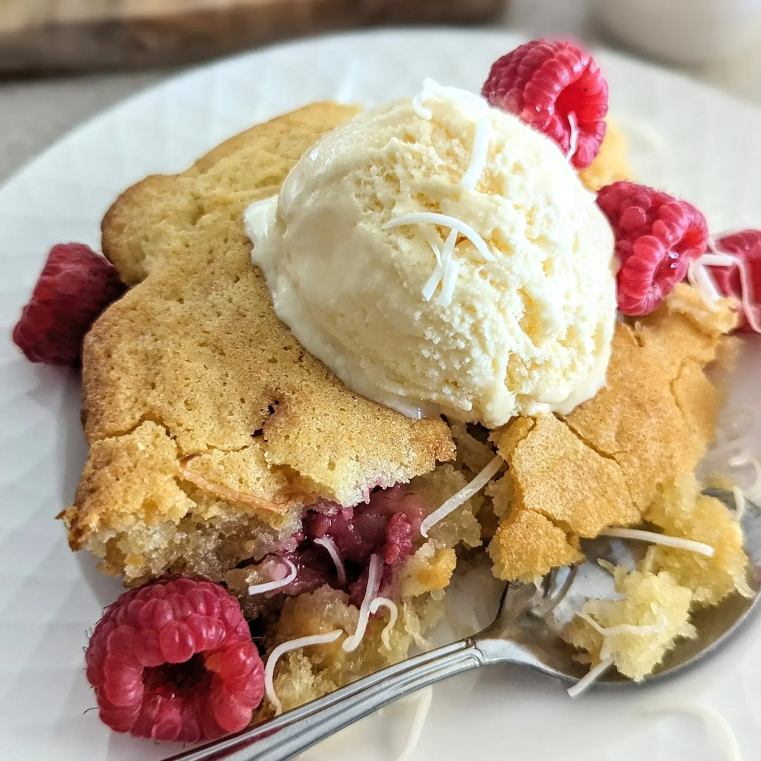 Raspberry Coconut & White Chocolate Tray Bake