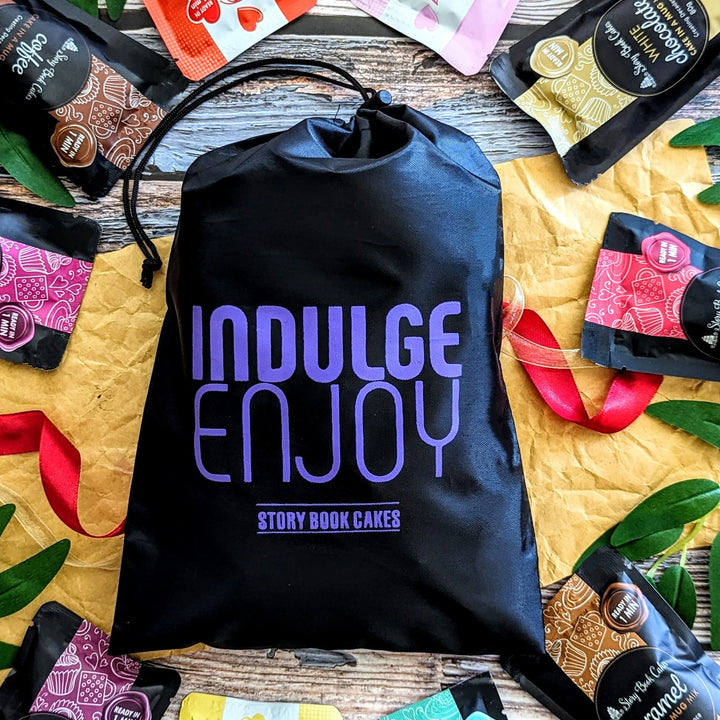 Indulge, Enjoy- Reusable gift bag with 10 of our indulgent cake in a mug flavours