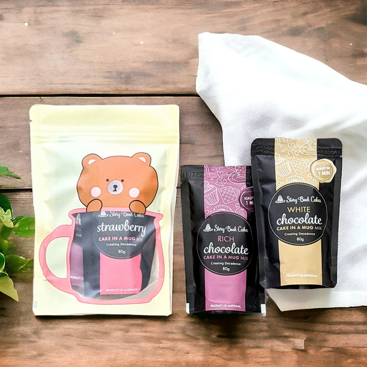 Teddy Gift Bag with 2 x Mud Cake in a mug - choose your own flavours