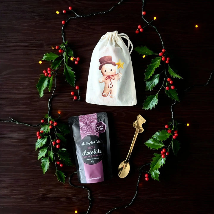Christmas Joy Gift Bag with 1  Mud Cake in a Mug + a Cute Spoon