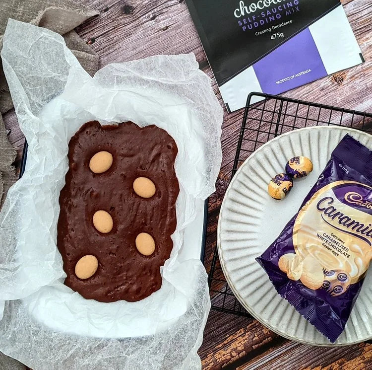 Caramilk chocolate self-saucing pudding