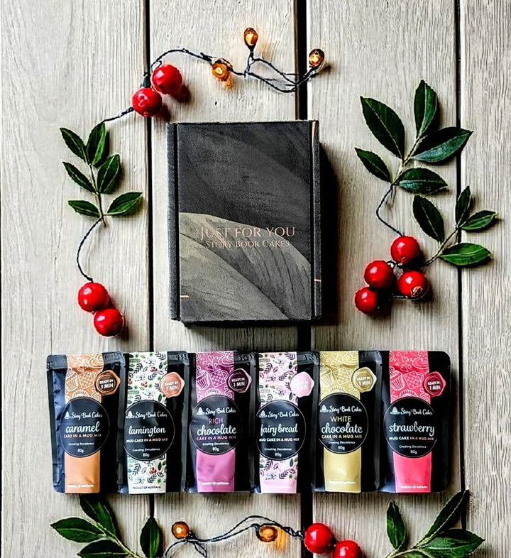 Dark Just For You Gift Box with 8 x Mud Cake in a Mug, hand pick your flavours