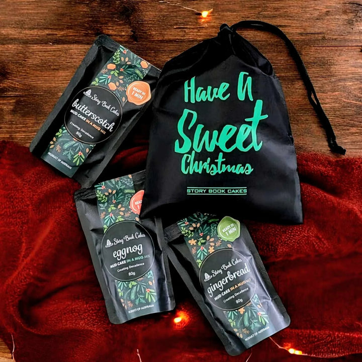 Have a Sweet Christmas, gift bag with 3 x Mud Cake in a Mug