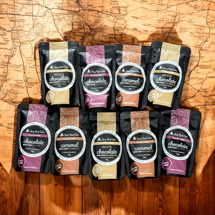 Gluten Free Cake On The Move - Reusable gift bag with 9 x G/F Mud Cake in a mug