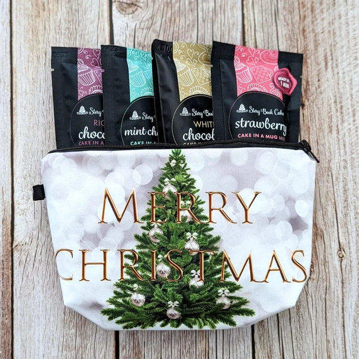 Christmas zip up gift bag with 4 x Mud Cake in a Mug