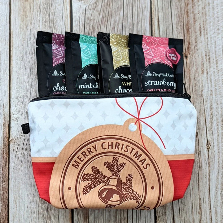 Christmas zip up gift bag with 4 x Mud Cake in a Mug