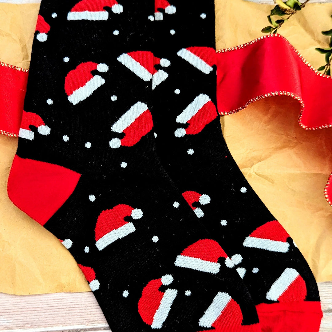 Santa Hat Socks - Ladies