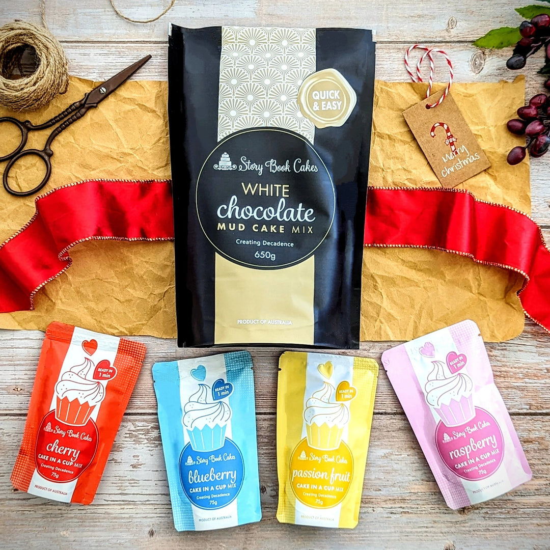 The Christmas Dessert Bag - 1 mud cake mix, 4 x cake in a mug of your choice