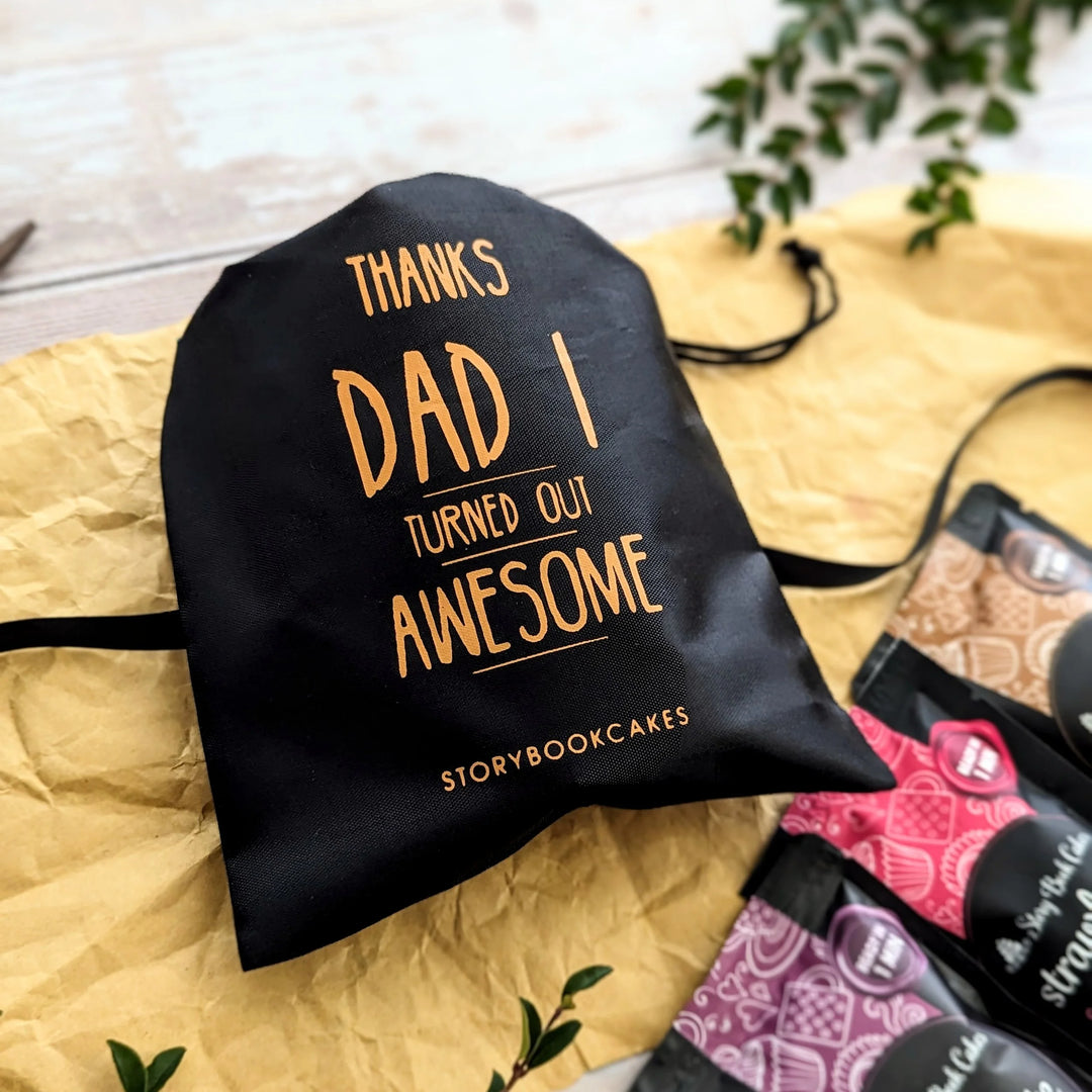 Thanks Dad I Turned Out Awesome - Reusable gift bag with 3 x Cake in a Mug