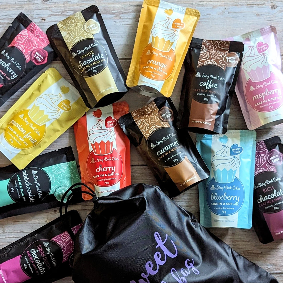 Sweet Tooth - Reusable gift bag with 12 of our indulgent cake in a mug flavours