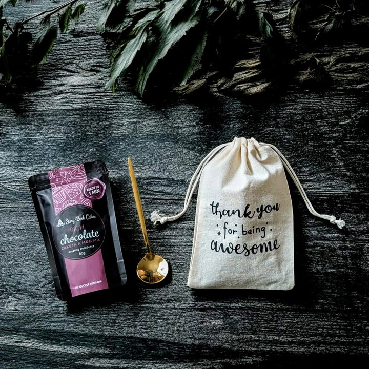 Thank You For Being Awesome Gift Bag with 1 Mud Cake in a mug + a cute spoon