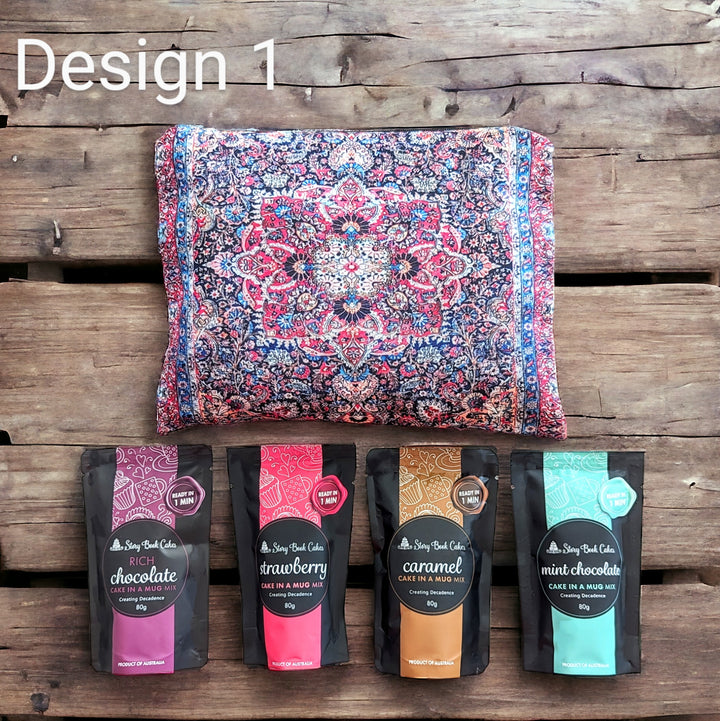 Kaleidoscope Gift Bag Set - 4 x Mud Cake in a Mug, Pick your own flavours and bag design