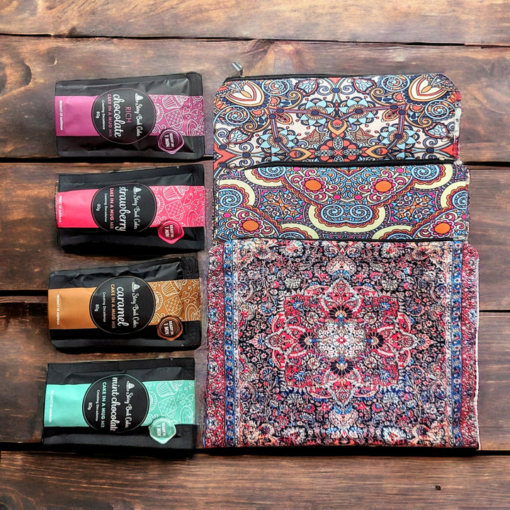 Kaleidoscope Gift Bag Set - 4 x Mud Cake in a Mug, Pick your own flavours and bag design