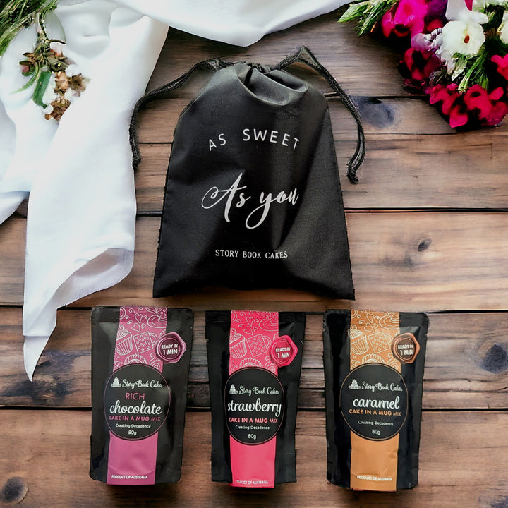 As Sweet As You - Reusable gift bag with 3 x Cake in a mugs