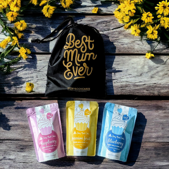 Best Mum Ever - Reusable gift bag with 3 x Cake in a Mug