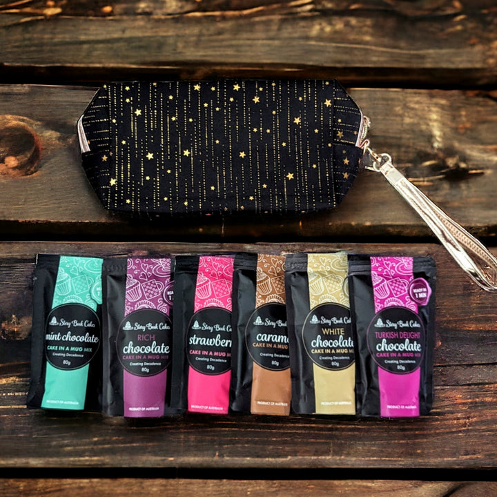 Gold Star Gift Bag - 6 x Mud Cake in a Mugs, Pick your own flavours