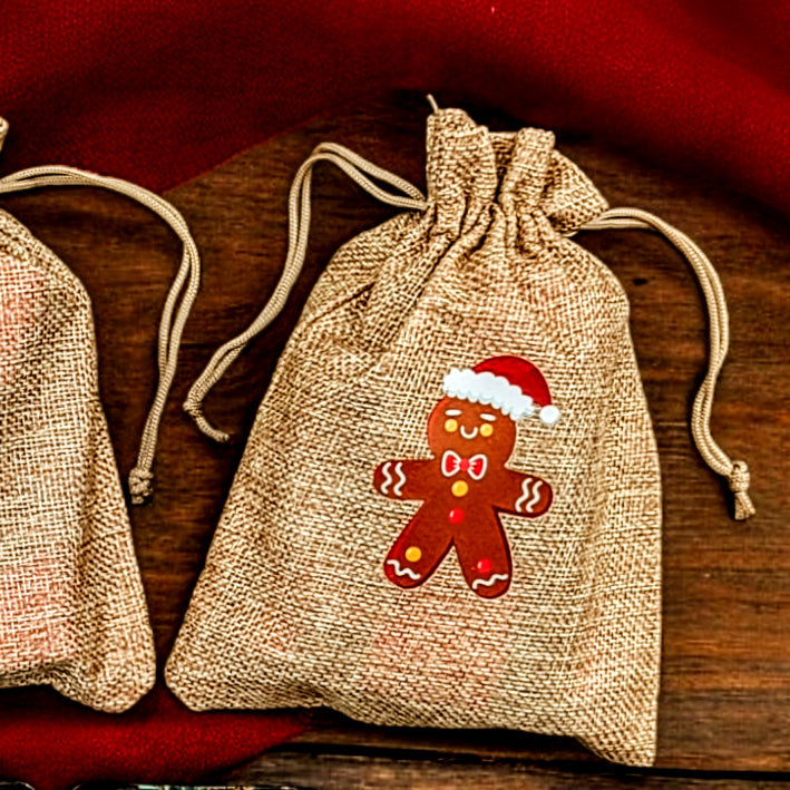 Burlap Christmas gift bag with 3 x Mud Cake in a Mug
