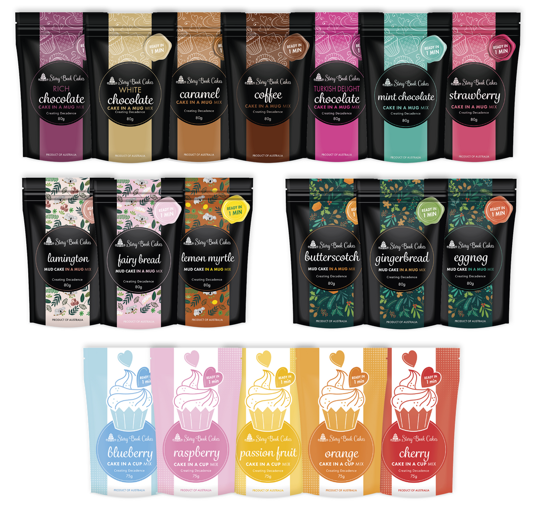 The Christmas Dessert Bag - 1 mud cake mix, 4 x cake in a mug of your choice