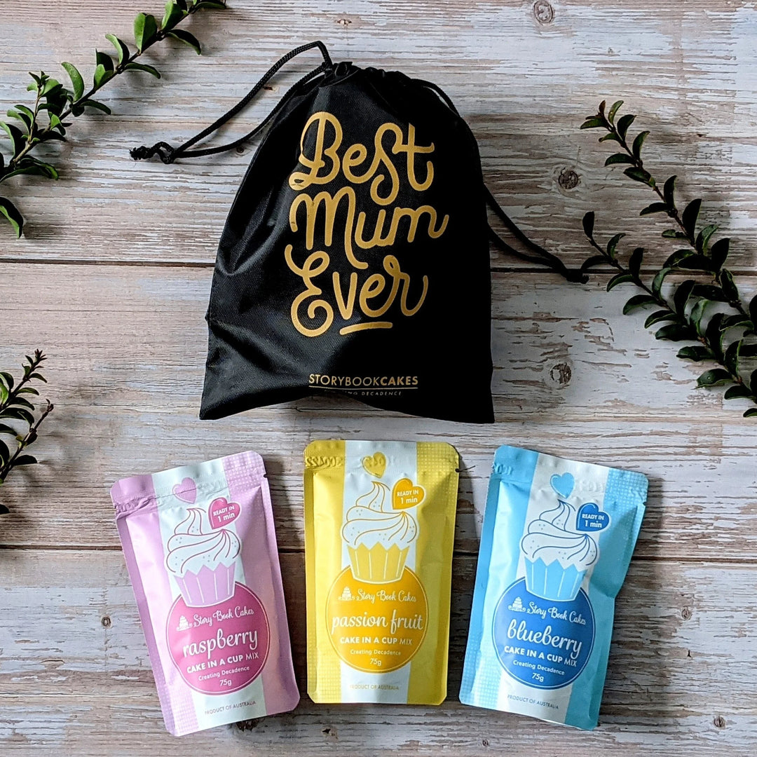 Best Mum Ever - Reusable gift bag with 3 x Cake in a Mug