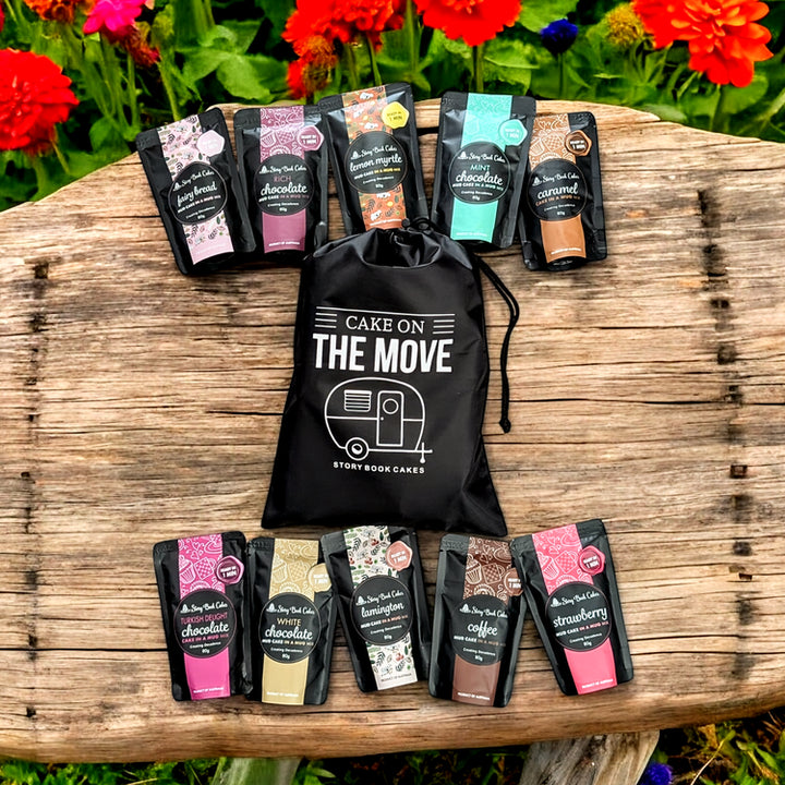 Cake On The Move - Reusable gift bag with 10 x Mud Cake in a mugs