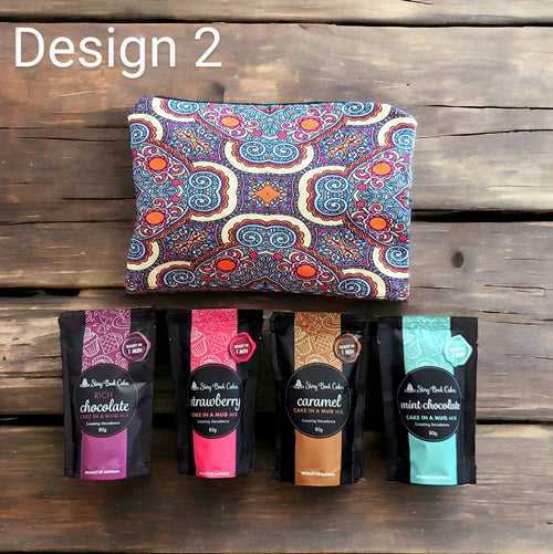 Kaleidoscope Gift Bag Set - 4 x Mud Cake in a Mug, Pick your own flavours and bag design