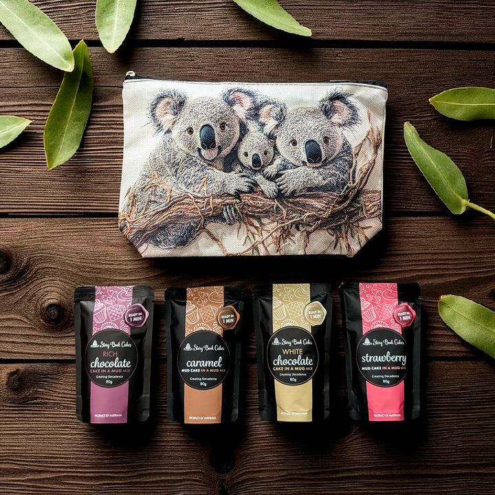 Koala Family Gift Bag Set - 4 x Mud Cake in a Mugs, Pick your own flavours