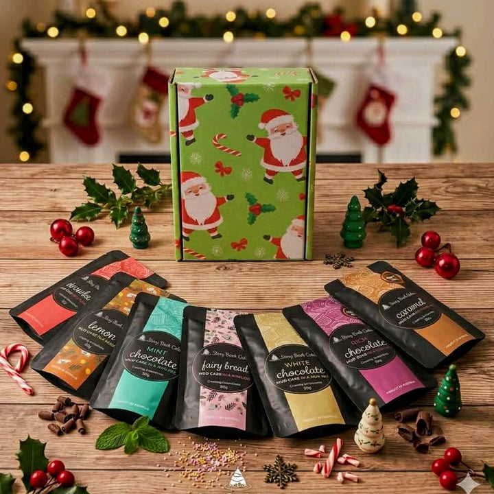 Santa Claus Gift Box with 8 x Mud Cake in a Mug, hand pick your flavours