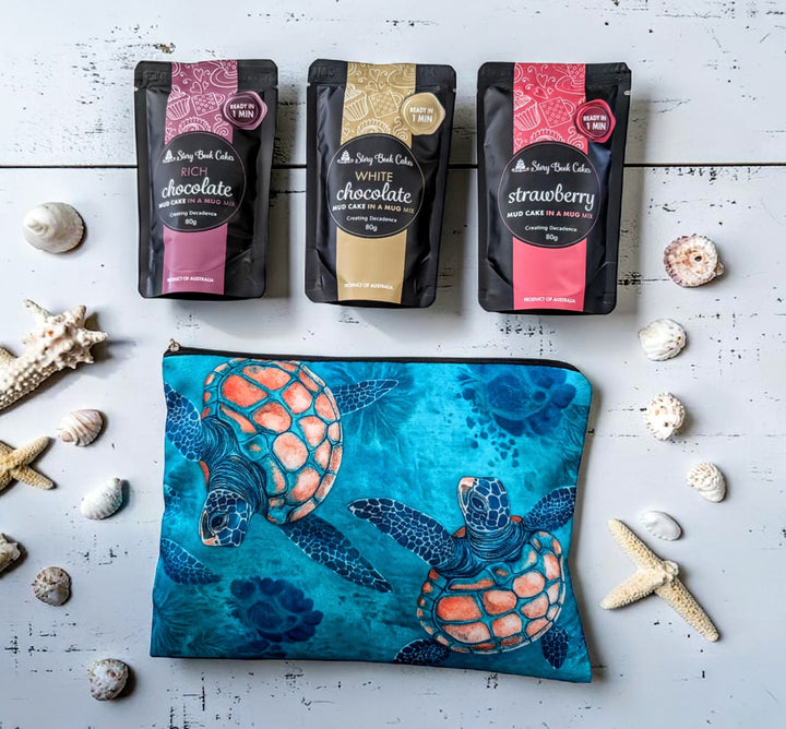 Sea Turtle Gift Bag Set - 3 x Mud Cake in a Mugs, Pick your own flavours