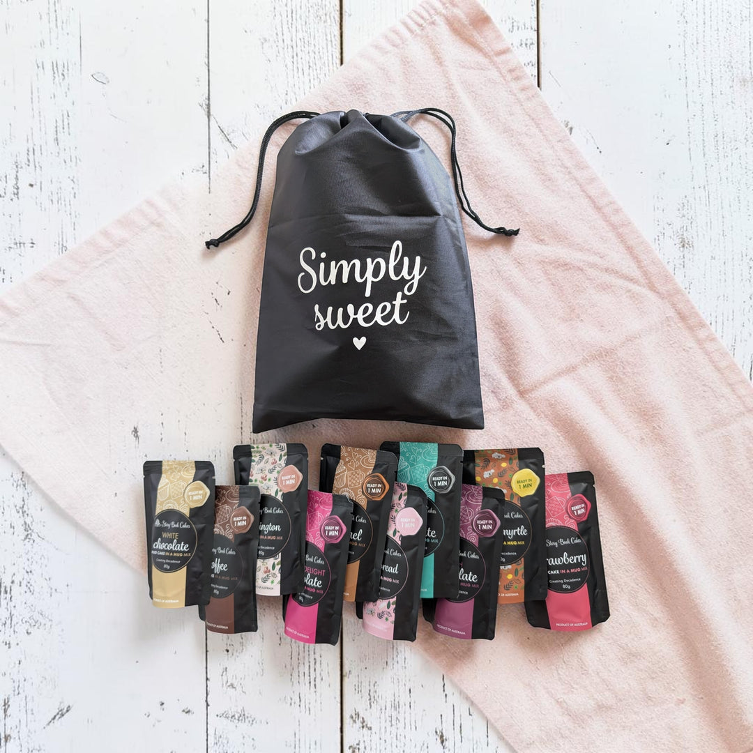 Simply Sweet - Reusable gift bag with 10 x Mud Cake in a mug