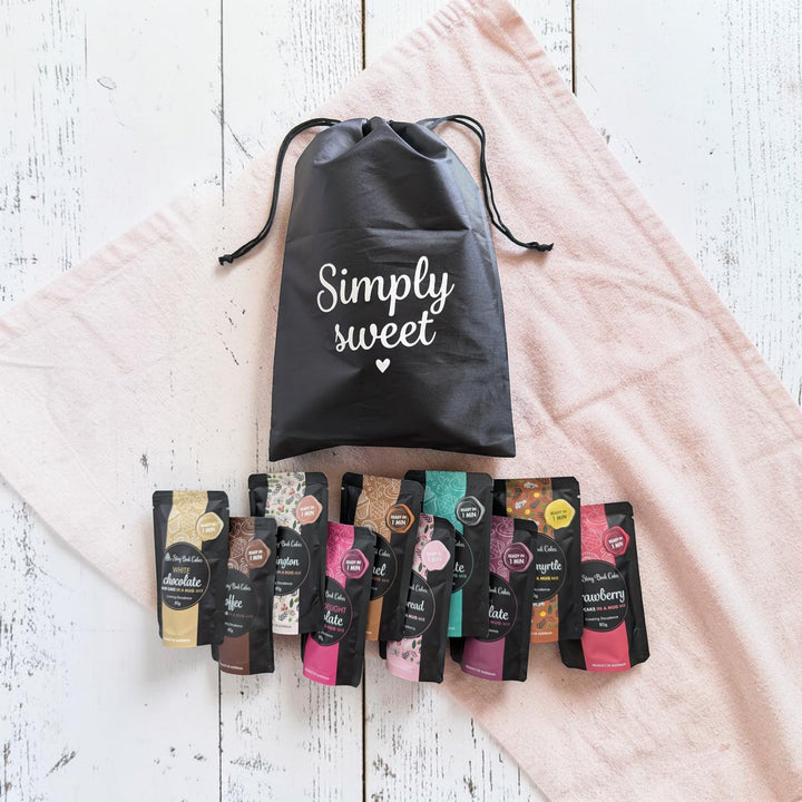 Simply Sweet - Reusable gift bag with 10 x Mud Cake in a mug