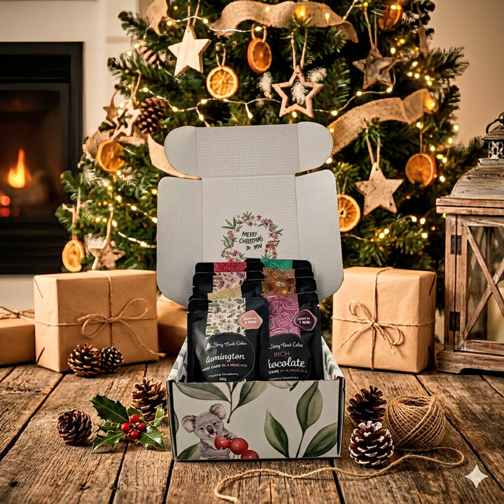 Cuddly Koala Gift Box with 8 x Mud Cake in a Mug, hand pick your flavours