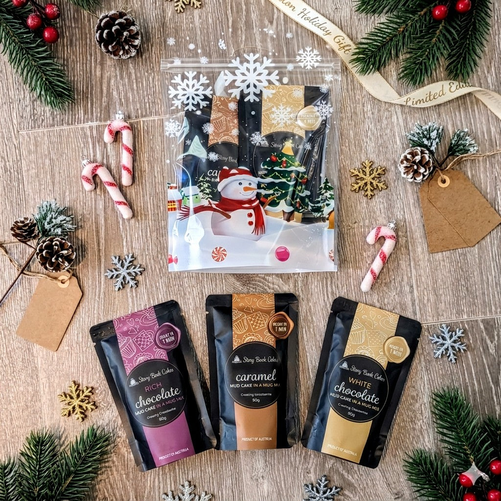 Winter Wonderland Gift Bag with 3 x Mud Cake in a Mug