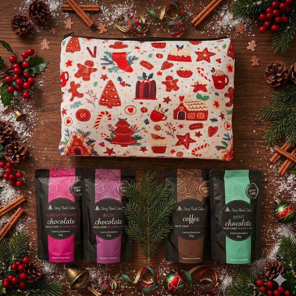 Sweetest Season Zip Up Gift Bag Set - 4 x Mud Cake in a Mugs, Pick your own flavours